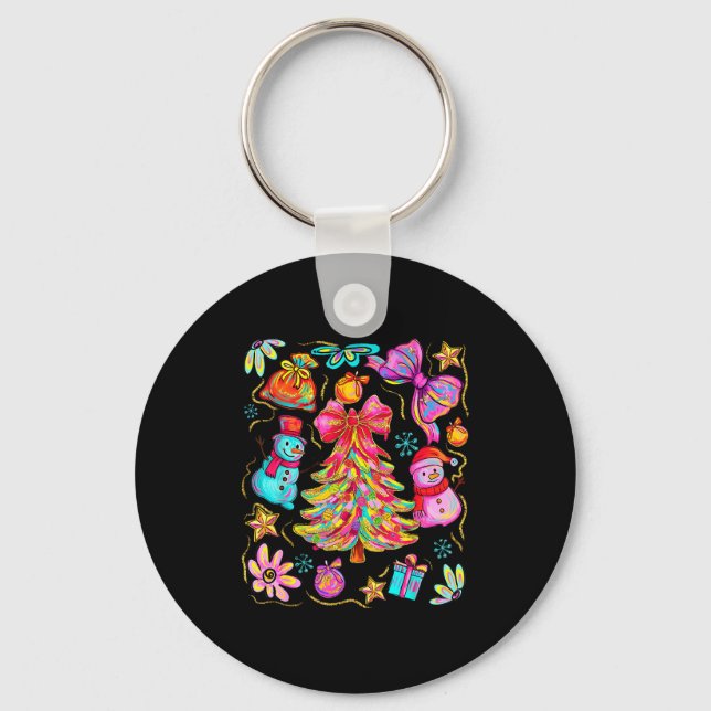 Llavero Preppy Xmas Coquette Bow Lace Merry Bright Christm (Anverso)