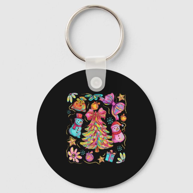 Llavero Preppy Xmas Coquette Bow Lace Merry Bright Christm (Anverso)