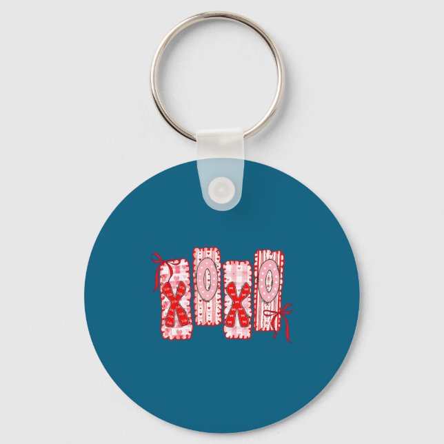 Llavero Preppy Xoxo Coquette Bow Hearts Valentine's Day Wo (Anverso)