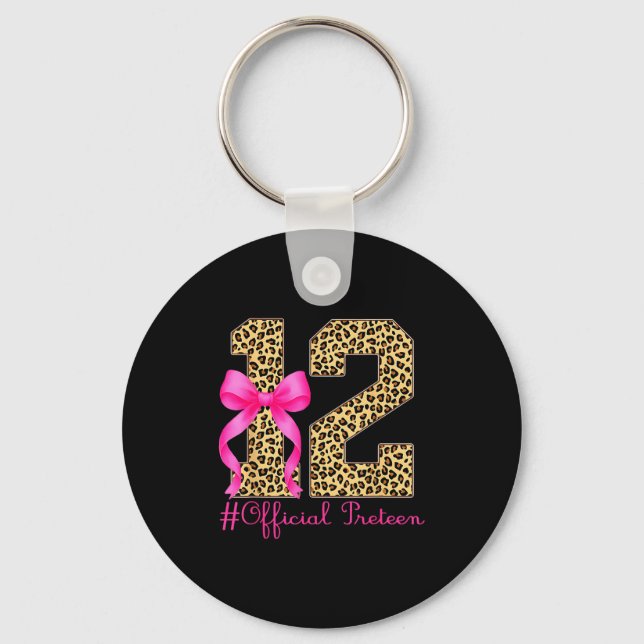 Llavero Preteen 12th Birthday Girl Coquette Bow Leopard  (Anverso)