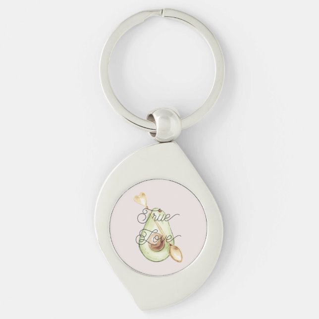 Llavero Pretty in Blush Pink Avocado Heart Spoon (Anverso)