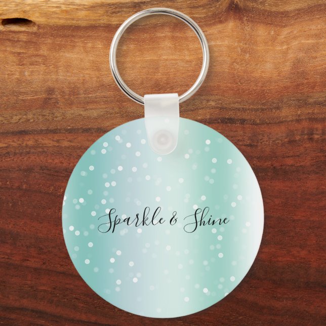 Llavero Pretty Mint White Bokeh Dots Celebration (Anverso)
