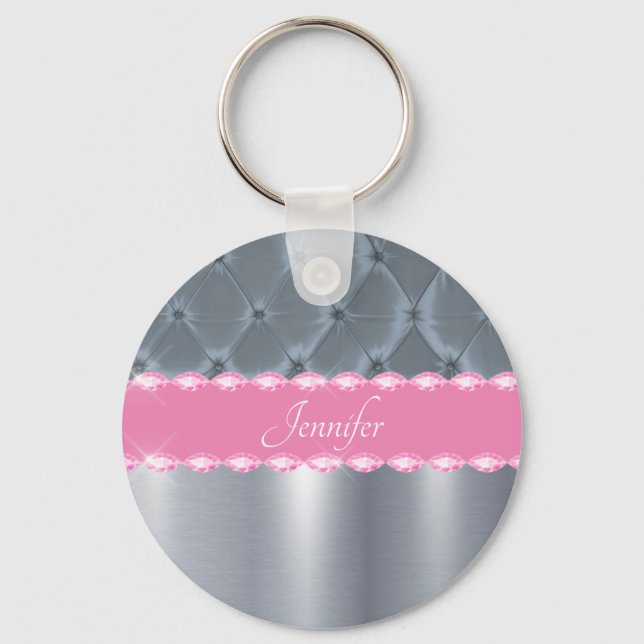 Llavero Pretty Pink Metallic Bling Name Glam (Anverso)