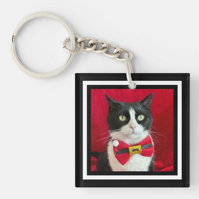 Llavero Pretty Tuxedo Cat Christmas  (Frente)