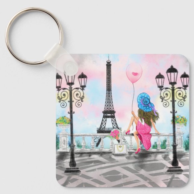 Llavero Pretty Woman and Pink Heart Balloon - I Love Paris (Anverso)