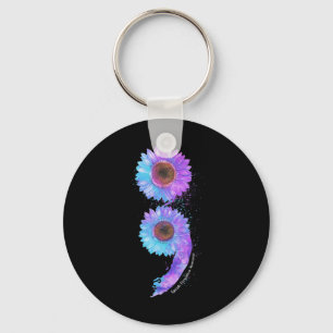 Llavero Prevención del suicidio del semicolón azul morado