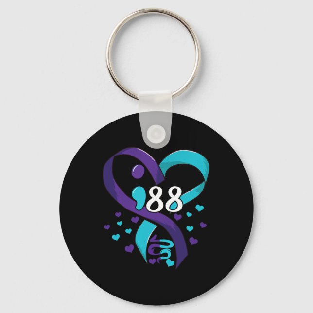 Llavero Prevention Awareness 988 Heart Teal And Purple  (Anverso)