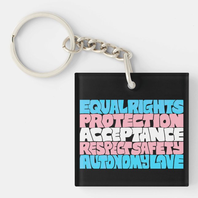 Llavero PRIDE Trans rights word art bandera LGBT cita rega (Frente)