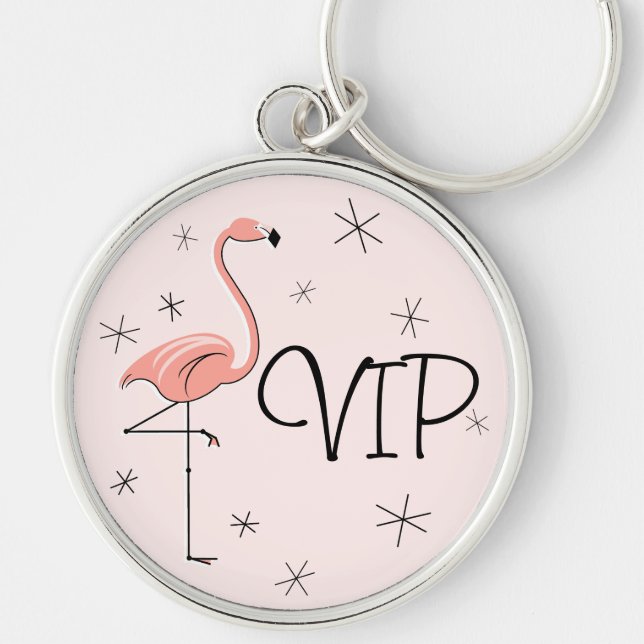 Llavero Prima de cadena de llaves 'VIP' rosa Flamingo (Frente)