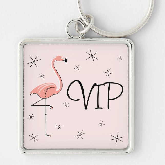 Llavero Prima de cadena de llaves 'VIP' rosa Flamingo (Frente)