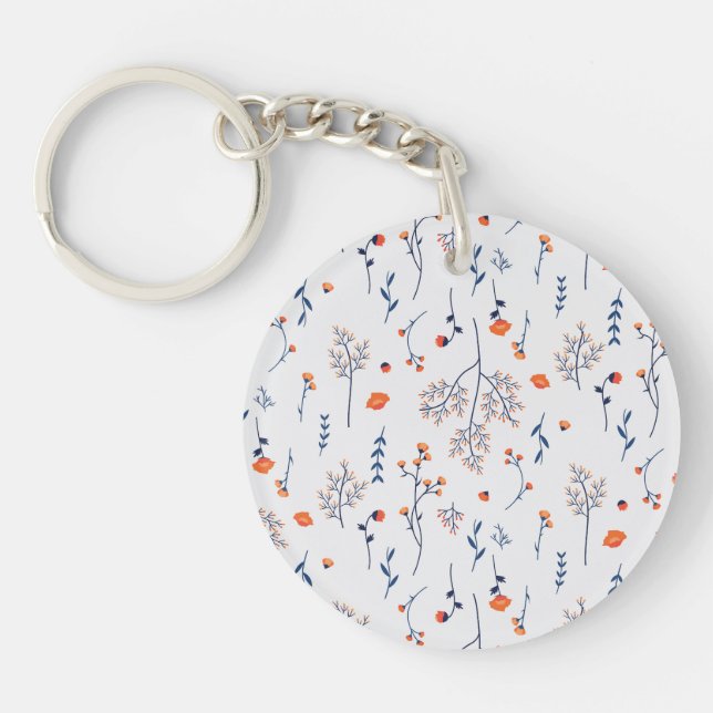 Llavero Primavera de flores botánicas Acrílico floral (Frente)