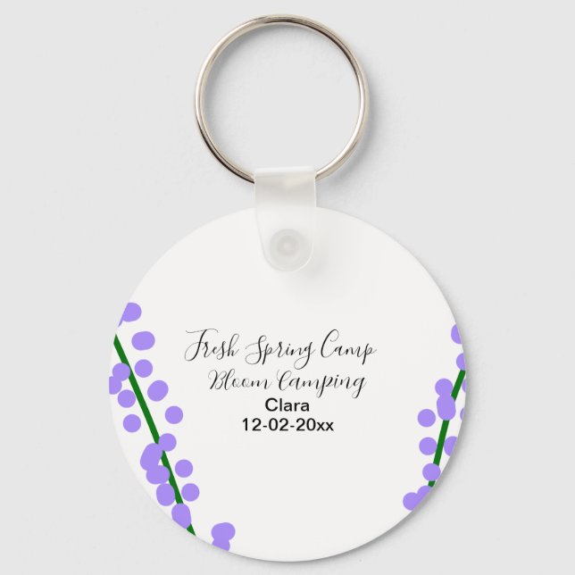Llavero Primavera fresca camping lavanda flores nombre fec (Anverso)