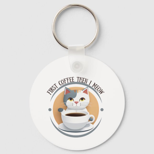Llavero Primer Café Y Luego Medo Gato Cuto (Reverso )