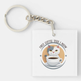 Llavero Primer Café Y Luego Medo Gato Cuto