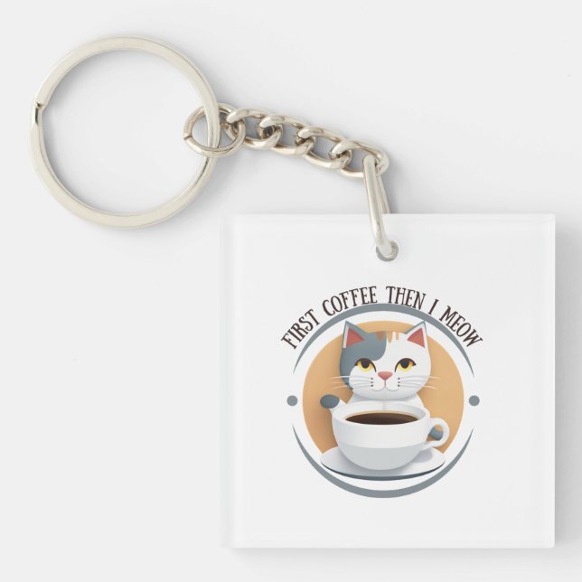Llavero Primer Café Y Luego Medo Gato Cuto (Frente)