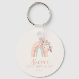 Llavero Primer cumpleaños de la acuarela arcoiris Boho