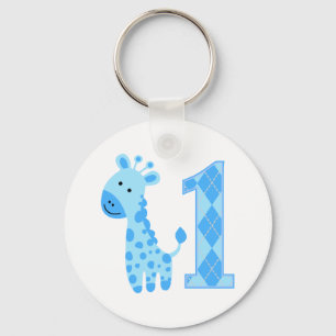 Llavero Primer cumpleaños de la jirafa azul