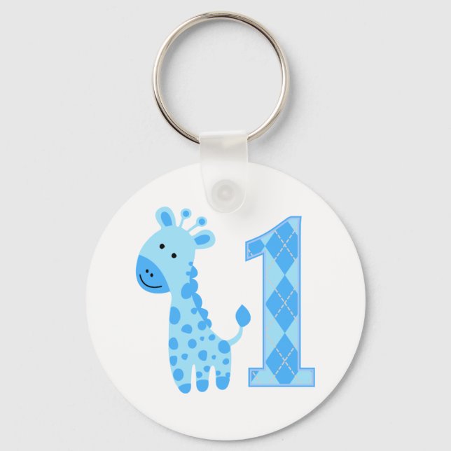 Llavero Primer cumpleaños de la jirafa azul (Anverso)