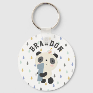 Llavero Primer cumpleaños de personalizable Cute Panda