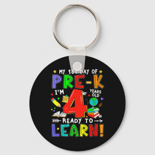 Llavero Primer día de pre-k 4 años listo para aprender niñ