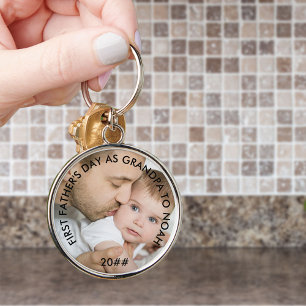 Llavero Primer día del padre como abuelo año y foto person