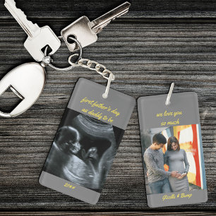 Llavero Primer Día del Padre Papá por Llegar Gris 2 Foto