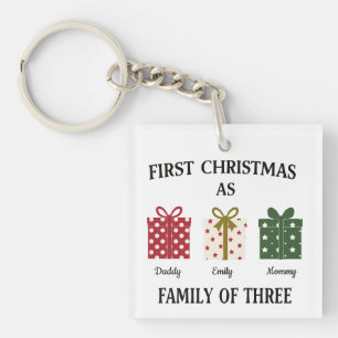 Llavero Primer Navidad como Familia de Tres Regalo