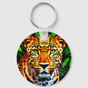 Llavero Primer plano de la cara de jaguar leopardo con ojo