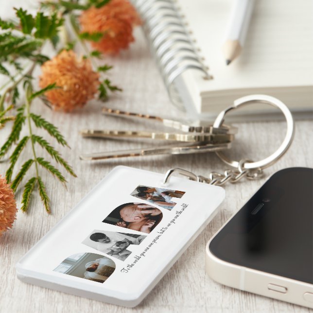 Llavero Primer regalo de Collage de fotos Dada del Día del (Frente Derecha)