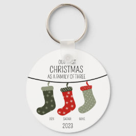Llavero Primera Navidad como familia de tres