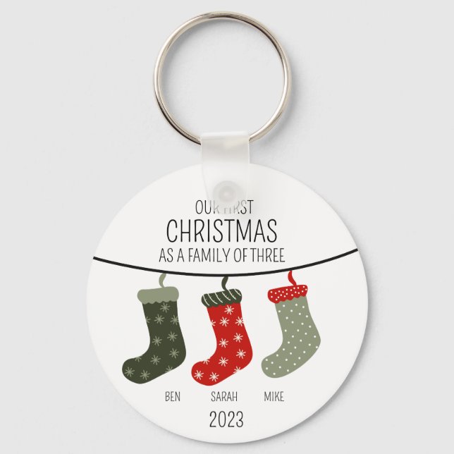 Llavero Primera Navidad como familia de tres (Anverso)