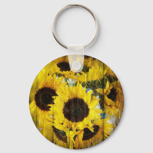 Llavero Primitivo Barn Wood País Occidental Girasol