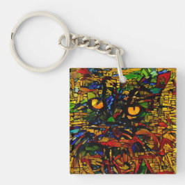 Llavero Prin de arte de gato colorido