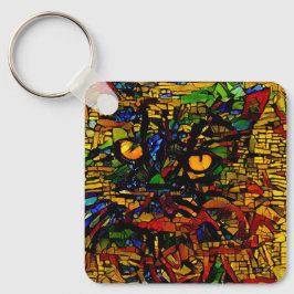 Llavero Prin de arte de gato colorido