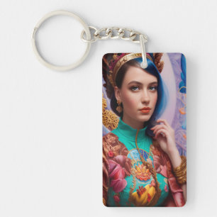 Llavero Princesa con traje azul turquesa decorativo