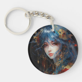Llavero Princesa de Anime en Acuarela
