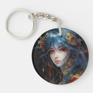 Llavero Princesa de Anime en Acuarela