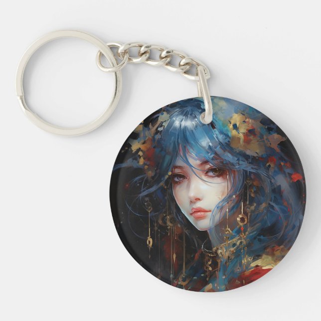 Llavero Princesa de Anime en Acuarela (Frente)