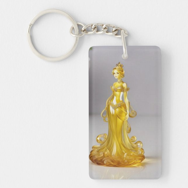 Llavero Princesa de cristal con vestido amarillo (Frente)