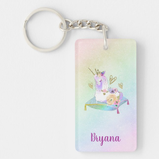 Llavero Princesa Unicornio Diva Arcoíris Iridescente Paste (Frente)