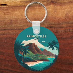 Llavero Princeville Kauai Hawaii Beach Mountains Retro