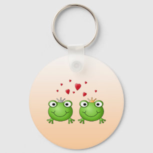 Llavero Príncipe de rana y Princesa de rana, con corazones