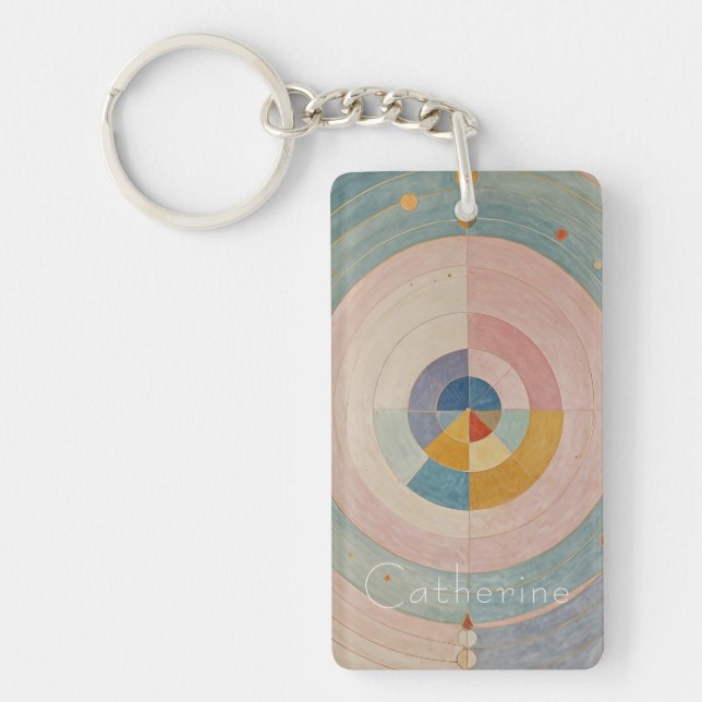 Llavero Prisma Pastel: Ruedas de color Arcoiris (Frente)