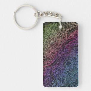 Llavero Prismatic Swirl   Arte de plumas fractales arcoiri