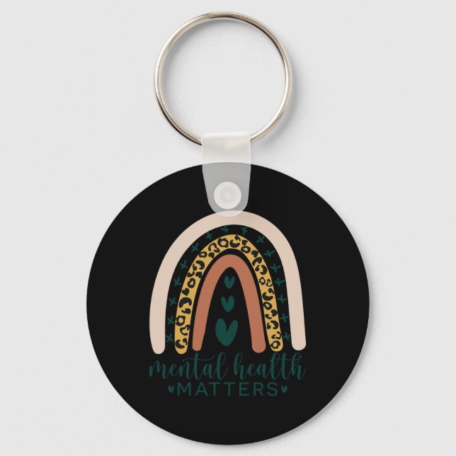 Llavero Problemas de salud Leopard Imprimir Boho Arcoiris  (Anverso)