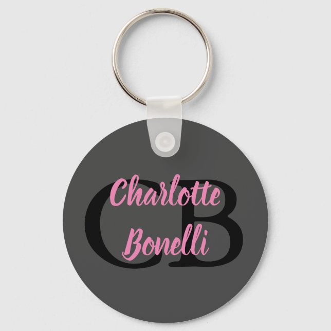 Llavero Profesional Moderno Nombre de Monograma Minimalist (Anverso)