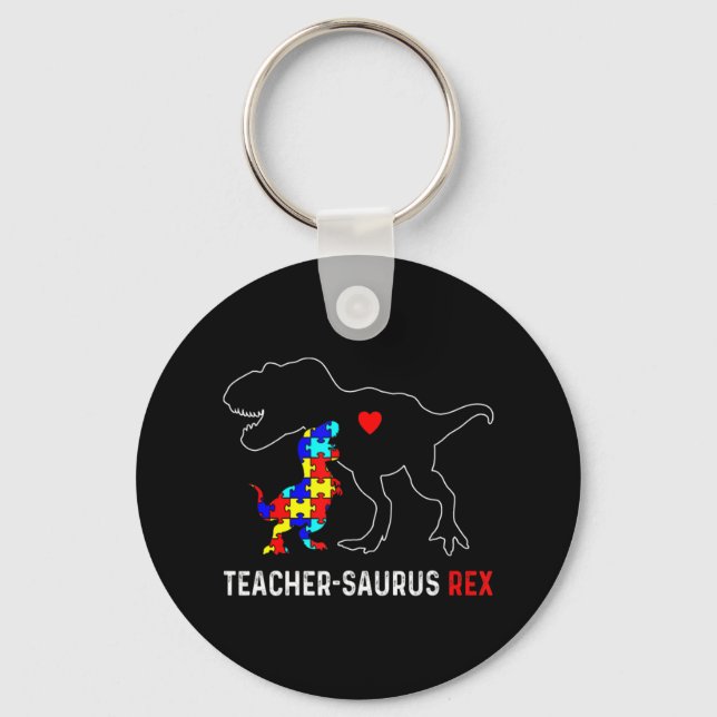 Llavero Profesor de autismo Dinosaurio Teachersaurus Rex A (Anverso)