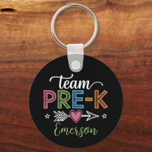 Llavero Profesor de Pre-K Preescolar de Equipo con Nombre 