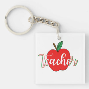 Llavero Profesor manzana roja - regalo increíble para prof