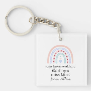 Llavero Profesor Personalizado Navidad Corazones Rosa Arco